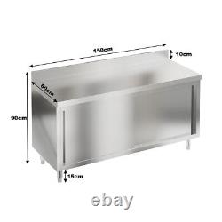 Commercial Kitchen Stainless Steel Sliding Door Cabinet Table Shelf Storage Unit