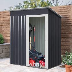 Dark Grey Garden Shed Sliding Door Small House Yard Tools Box Storage Metal Shed