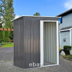 Dark Grey Garden Shed Sliding Door Small House Yard Tools Box Storage Metal Shed