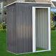 Dark Grey Pent Roof Garden Shed Outdoor Tool Storage Small House With Sliding Door