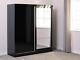 Double 2 Door Wardrobe Sliding Robe High Gloss Cabinet Storage Nevada Black