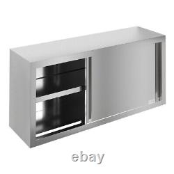 Double Layer Stainless Steel Wall Hanging Kitchen Storage Cabinet withSliding Door