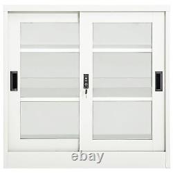 Festnight Steel Office Storage Cabinet with Sliding Door and Adjustable P0U8