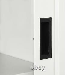 Festnight Steel Office Storage Cabinet with Sliding Door and Adjustable P0U8