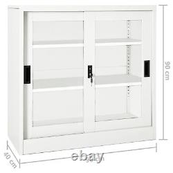 Festnight Steel Office Storage Cabinet with Sliding Door and Adjustable P0U8