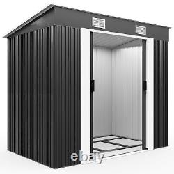 GARDEBRUK Metal Tool Shed 196x122x182cm Garden Store withSliding Door Anthracite