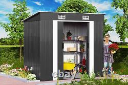 GARDEBRUK Metal Tool Shed 196x122x182cm Garden Store withSliding Door Anthracite