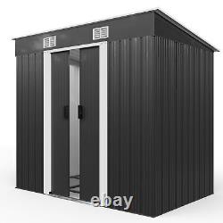 GARDEBRUK Metal Tool Shed 196x122x182cm Garden Store withSliding Door Anthracite