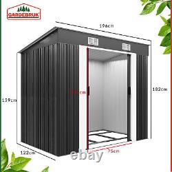 GARDEBRUK Metal Tool Shed 196x122x182cm Garden Store withSliding Door Anthracite