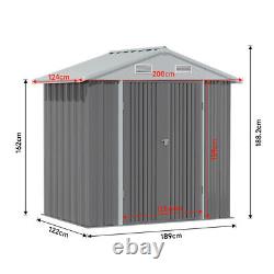 Galvanized Steel Garden Shed Tool Storage Cabinet Sliding Door Outdoor Carport