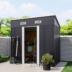 Galvanized Steel Sheds Outdoor Storage Metal w Sliding Door Foundation Kit 6x4FT