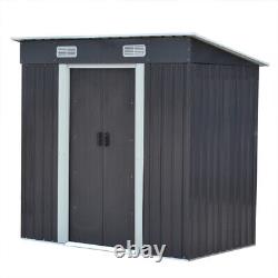 Galvanized Steel Sheds Outdoor Storage Metal w Sliding Door Foundation Kit 6x4FT