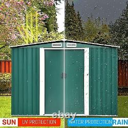 Garden Shed Storage Large Yard Store Sliding Door Metal Roof Tool Box With Base