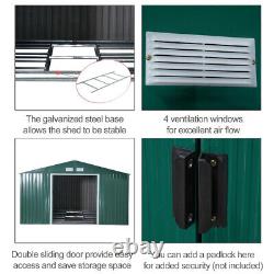 Garden Shed Storage Large Yard Store Sliding Door Metal Roof Tool Box With Base