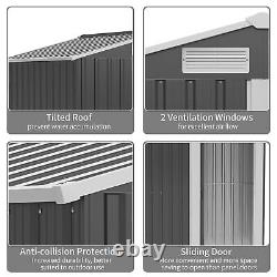 Garden Storage Shed, Sliding Door, Sloped Roof 152 x 132 x 188 cm, Grey