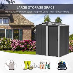 Garden Storage Shed, Sliding Door, Sloped Roof 152 x 132 x 188 cm, Grey