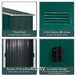 Garden Storage Shed with Double Sliding Door Outdoor Green