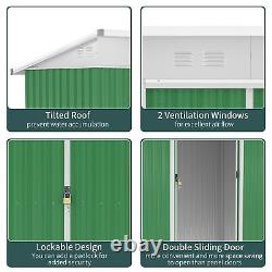 Garden Storage Shed with Sliding Door, Ventilation Window, Sloped Roof