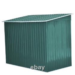 Green Corrugated Metal Garden Shed Free Base Sliding Door Tool Storage 4ftx8ft