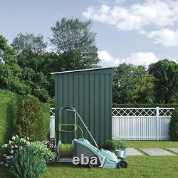 Green Corrugated Metal Garden Shed Free Base Sliding Door Tool Storage 4ftx8ft