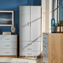 Grey Wardrobe 2 Door 3 Drawer with Hanging Rail and Storage Shelf Bedroom Unit