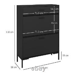 HOMCOM Shoe Storage Cupboard with 2 Flip Doors and Sliding out Drawer, Black