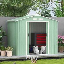 Heavy Duty Garden Shed Foundation Equipment Storage Double Door Sliding Green