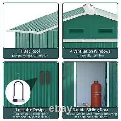 Heavy Duty Garden Shed Walk-in Double Sliding Door Tool Equipment Storage Green