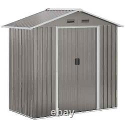 Heavy Duty Garden Shed Walk-in Double Sliding Door Tool Equipment Storage Grey