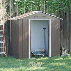 Heavy Duty Garden Shed Walk-in Double Sliding Door Tool Equipment Storage Grey