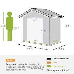 Heavy Duty Garden Shed Walk-in Double Sliding Door Tool Equipment Storage Grey