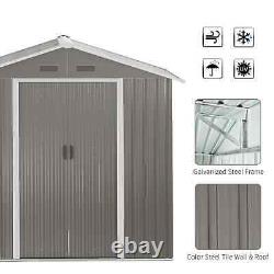 Heavy Duty Garden Shed Walk-in Double Sliding Door Tool Equipment Storage Grey