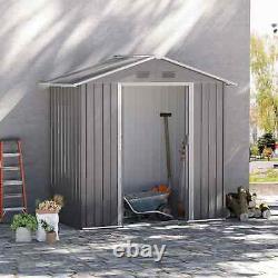 Heavy Duty Garden Shed Walk-in Double Sliding Door Tool Equipment Storage Grey