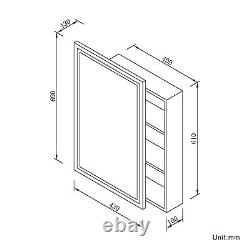 Illuminated Bathroom Mirror Cabinet with LED Light Cupboard Storage Wall Mounted