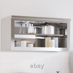 Kitchen Wall Cabinet with Sliding Doors Storage Cabinet Stainless Steel vidaXL