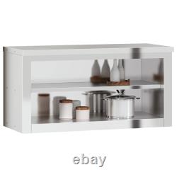 Kitchen Wall Cabinet with Sliding Doors Storage Cabinet Stainless Steel vidaXL