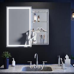 LED Bathroom Mirror Cabinet With Lights Storage Cupboard Sliding Door 430×690mm