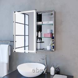 LED Bathroom Mirror Cabinet with Sliding Door Storage Sensor Lights 430 x 690 mm