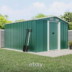 Large 10 X 8FT Outdoor Storage Garden Shed Sliding Door Galvanised Metal Green