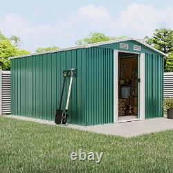 Large 10 X 8FT Outdoor Storage Garden Shed Sliding Door Galvanised Metal Green