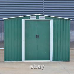 Large 10 X 8FT Outdoor Storage Garden Shed Sliding Door Galvanised Metal Green