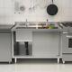 Large Catering Kitchen Washing Sink Cabinet Sliding Door Storage Shelf Cupboard