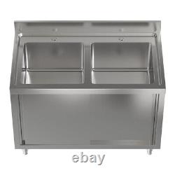 Large Catering Kitchen Washing Sink Cabinet Sliding Door Storage Shelf Cupboard