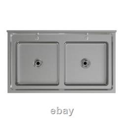 Large Catering Kitchen Washing Sink Cabinet Sliding Door Storage Shelf Cupboard