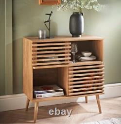 Large Contemporary Sideboard Cabinet Display Slated Sliding Doors Storage Unit