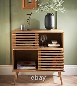 Large Contemporary Sideboard Cabinet Display Slated Sliding Doors Storage Unit