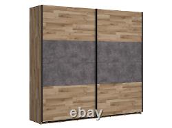 Large Sliding Door Wardrobe Storage Bedroom 240 cm Silva Oak Concrete Grey Arica