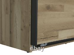 Large Sliding Door Wardrobe Storage Bedroom 240cm Light Oak Concrete Grey Arica