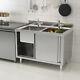 Large Twin Bowl Kitchen Sink Cabinet Sliding Door Storage Cupboard Work Table