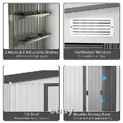 Lean To Garden Shed Foundation Tool Equipment Storage Shelf Sliding Door White